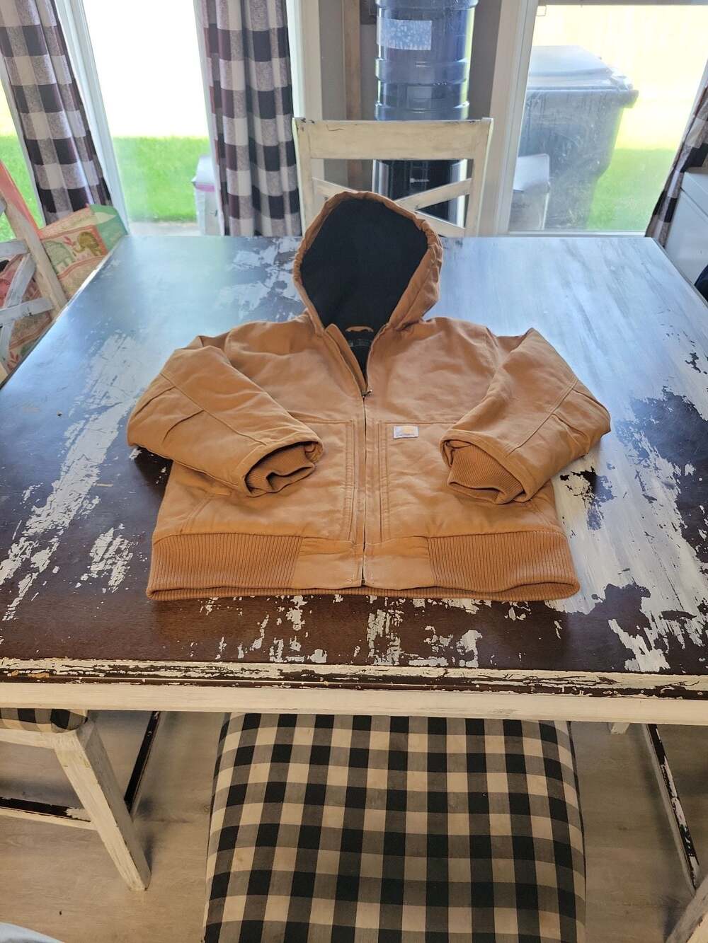 Carhartt Youth Quilted Lined Hooded Duck Active Jacket Brown